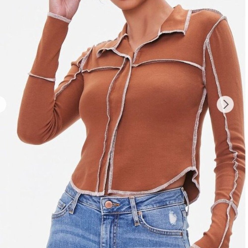 Inverted Brown Button Up Top